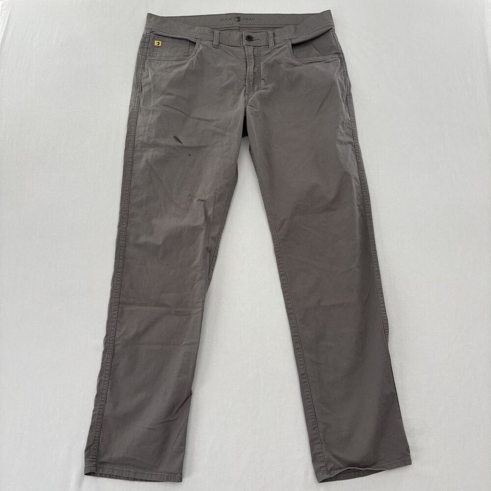 Duck Head Shoreline 5 Pocket Pants Mens Gray Stretch Chino 36x32 Classic Fit